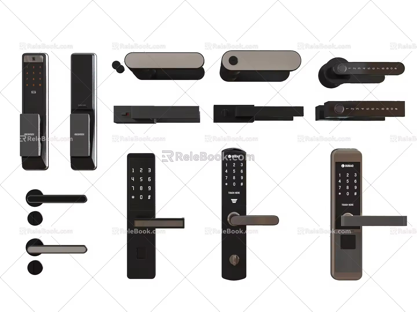 Lock Key Door Handle Smart Lock Fingerprint Lock 3d model