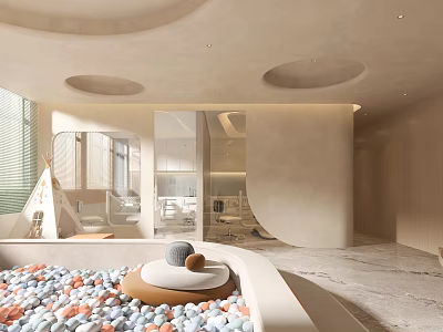 Modern Kids Play Area With Ball Pit Teepee And Beige Tones 3d model