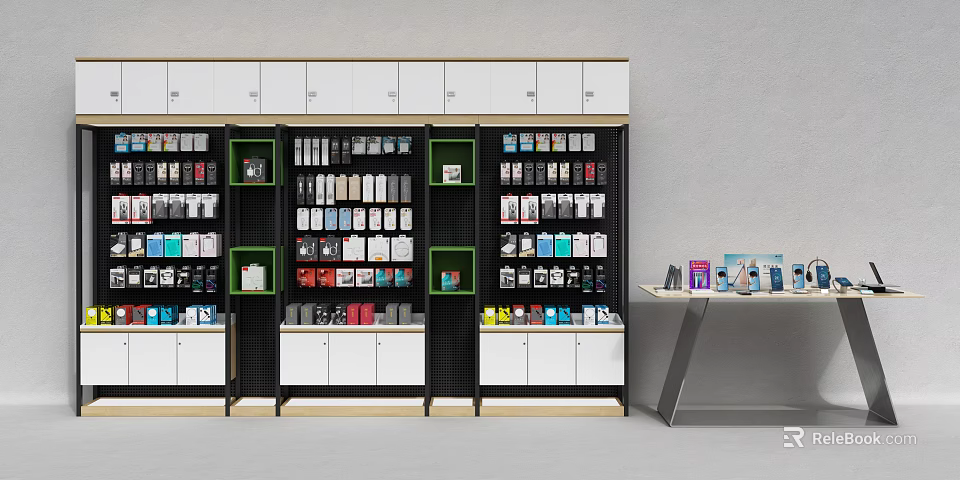 Modern Retail Display Shelves With Multi Tiered Racks And Organized Products 3d model 