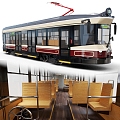 Retro tram light tram car Republic of China tram industrial tram 3d model