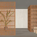 Modern partition cement brick red brick partition 3d model
