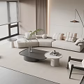Sofa Coffee Table Combination Multi-person Sofa Coffee Table Single Casual Chair Lazy Sofa Metal Floor Lamp Side Table Jewelry Ornaments 3d model