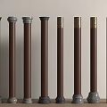 Collection of Various Decorative Brown Columns With Gray And Gold Accented Tops And Bases