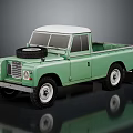 Vintage Green Pickup Truck With White Roof Spare Tire Round Headlights And Open Bed