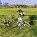 Stunning Floral Arrangements With Pink White Flowers And Green Plants On Lush Green Lawn