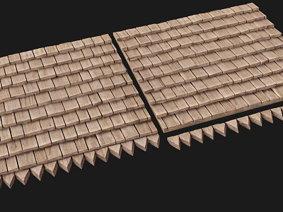 Wooden Architectural Tiles With Square Blocks And Triangular Edges Neatly Arranged 3d model