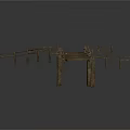 Wooden Bridge Structure With Railings Plank Walkway And Support Pillars
