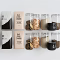 Glass Food Storage Jars With Various Baking Ingredients And Packaging