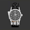 Elegant Leather Watch With Black Strap White Diamond Pattern And Silver Dial