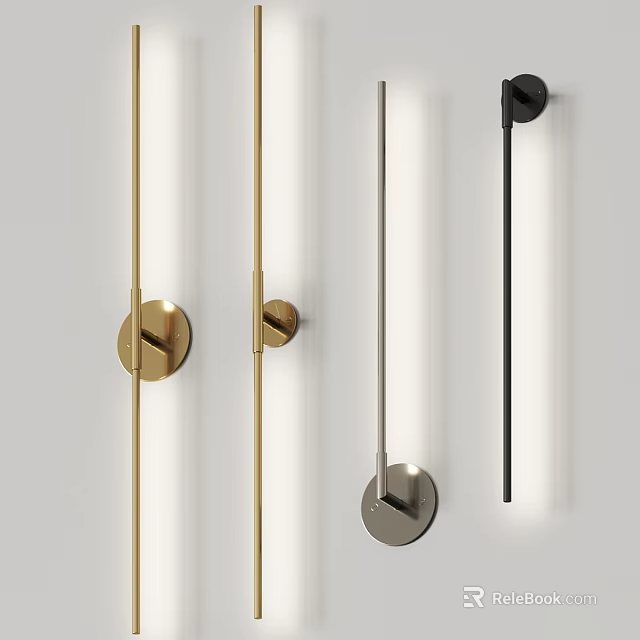 Modern Minimalist Wall Lamps With Gold Silver Black Metal Sleek Design And Round Base 3d model 