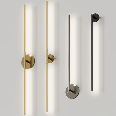 Modern Minimalist Wall Lamps With Gold Silver Black Metal Sleek Design And Round Base 3d model