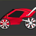 Red Futuristic Concept Car With Large Silver Wheels And Reflective Surface 3d model