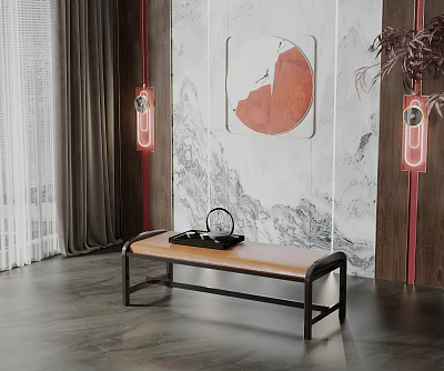 New Chinese Style Sofa Stool 3d model