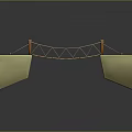 3D Suspension Bridge Structure With Orange Wooden Planks White Piers And Green Grass
