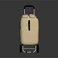 Beige Suitcase with Telescopic Handle and Wheels Top Pockets and Front Compartment Modern Luggage Design