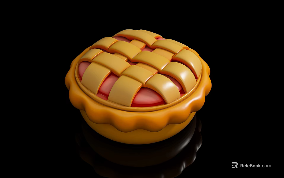 Appetizing Homemade Pie With Lattice Top Golden Crust And Red Filling 3d model 