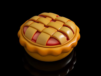 Appetizing Homemade Pie With Lattice Top Golden Crust And Red Filling 3d model