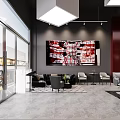 Modern Hair Beauty Salon Interior Design With Styling Chairs And Red Gray Decor