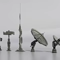 Various Types of Industrial Communication Equipment with Antennas Dish Receivers and Tower Structures