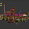 Vintage Copper Rusted Water Vehicle With Propeller Observation Tower Round Windows And Deck Railings