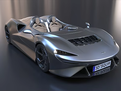 Sleek Silver Convertible Sports Car With Modern Design Two Seater And Front Grille 3d model