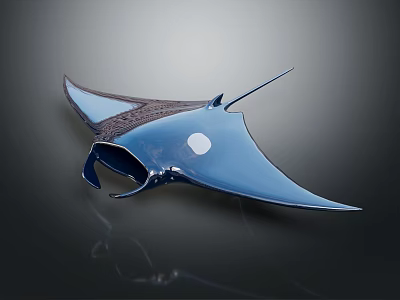 Blue Manta Ray With Diamond Shaped Body And Wing Like Fins Swimming Underwater 3d model