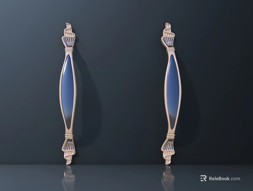 Elegant Brass Furniture Handle With Intricate Design And Sleek Reflective Surface 3d model 