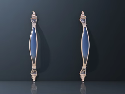Elegant Brass Furniture Handle With Intricate Design And Sleek Reflective Surface 3d model