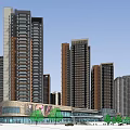 Modern Commercial Street With High Rise Buildings Retail Stores And Glass Facade