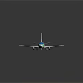 Blue White Green Commercial Airplane Model With Spring Logo And Boarding Stairs