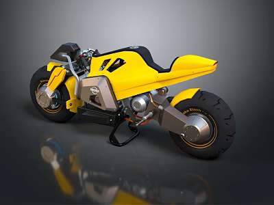 Yellow Modern Motorcycle With Sleek Design Black Seat And Metallic Accents 3d model