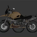 Tan 3D Rendered Motorcycle With Brown Seat Sidecar And Metal Frame On Dark Background