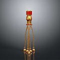 Golden Red Decorative Ornament Design With Hanging Chains And Small Bells