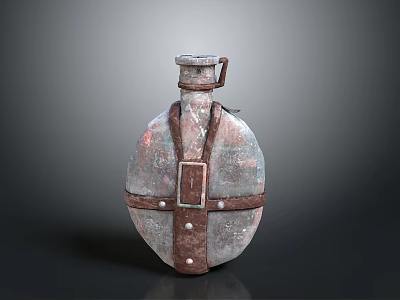 Vintage Water Bottle With Leather Strap And Antique Design For Daily Use 3d model