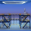 Industrial Equipment Facility With Multi tier Platform Staircase And Piping System