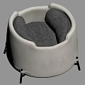 Comfortable Modern Round Upholstered Pet Bed With Gray Cushion And Wooden Legs