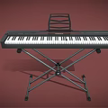 Musical Instruments and Art Supplies Electronic Keyboard on Black Stand with Red Background