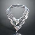 Shiny Silver Layered Necklace With Intricate Chain Links And Decorative Design