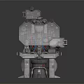 Futuristic Sci Fi Mechanical Console With Complex 3D Structure And Screens