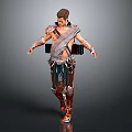 Game And Movie Character Male Warrior With Leather Armor Detailed Costume And Dynamic Stance