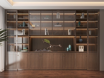 New Chinese style glass bookcase 3d model