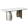 Modern Dining Table With White Sleek Tabletop And Unique Curved Metal Legs Design 3d model