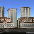 Coastal High Rise Residential Complex with Beachfront Greenery Swimming Pools and Amenities