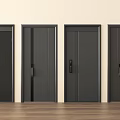 Dark Modern Security Doors With Various Panel Designs And Metal Handle Details