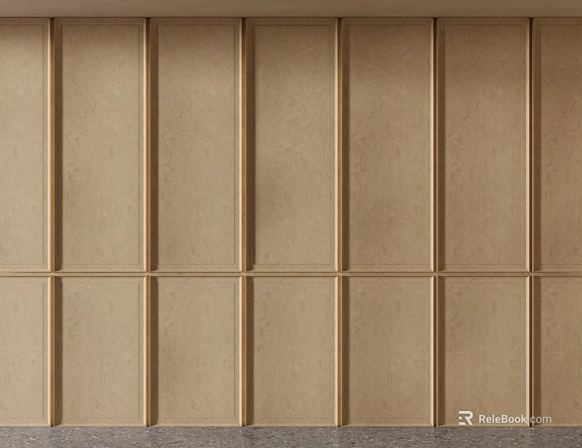 Modern Interior Wall With Wooden Wainscoting Panels And Sleek Panel Design 3d model 