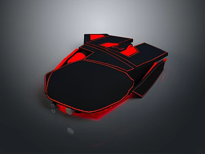 Futuristic Black And Red Vehicle Design With Glowing Red Accents And Sleek Shape 3d model