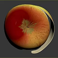 Fresh Red And Orange Apple With Partially Peeled Skin Revealing White Flesh On Dark Background