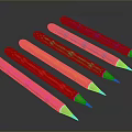 Colorful Pencils Arranged in Row with Multiple Vibrant Colors on Black Surface