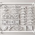 Various Styles of Decorative Carvings Displayed In White Frame With Ornamental Patterns
