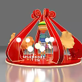 Red Decorative Structure With Colorful Spheres Leaf Decorations And Lights For Splendors 3d model